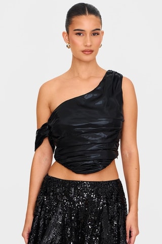 Top asymétrique - Noir- Pretty Little Thing