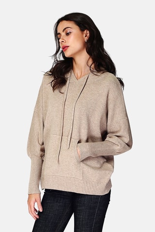 Jersey con capucha  - Camel