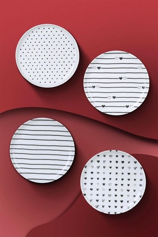 4 assiettes à dessert en porcelaine - 15 cm