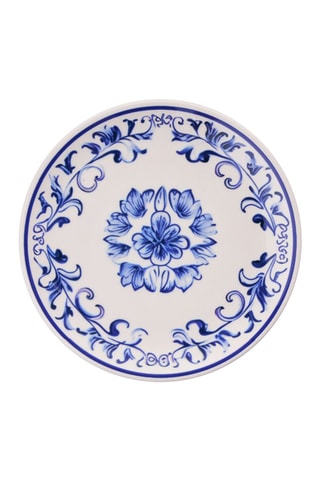 6 assiettes à dessert en porcelaine Blue Flower - 19,3 cm