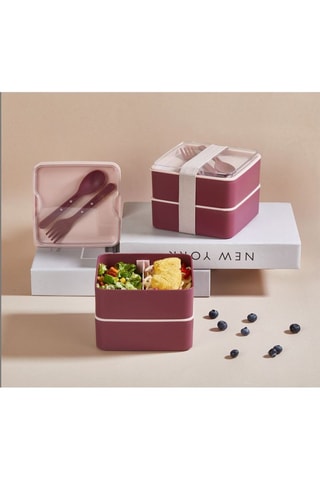 2 lunch box en plastique sans BPA - 14 x 14 x 5 cm