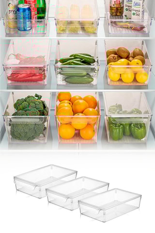 3 organisateurs de frigo en plastique sans BPA - 20 x 32,5 x 7 cm