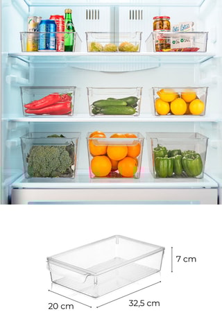 3 organisateurs de frigo en plastique sans BPA - 20 x 32,5 x 7 cm