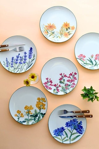 6 assiettes à dessert en porcelaine - 20 cm