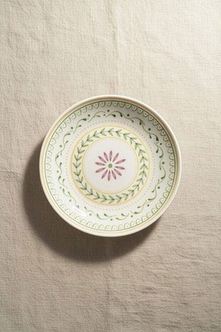 6 assiettes à dessert plates en porcelaine - 20 x 20 x 2 cm