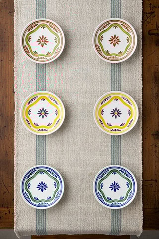 6 assiettes à dessert plates en porcelaine - 20 x 20 x 2 cm