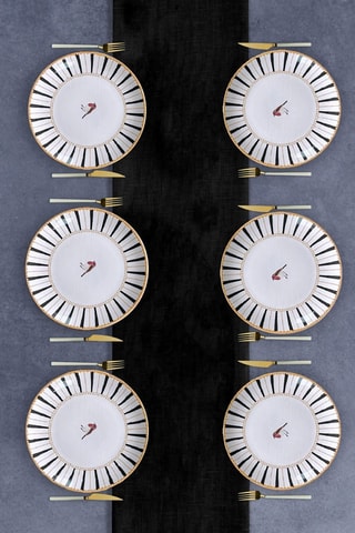 6 assiettes plates à dessert en céramique - 20 x 20 x 2 cm