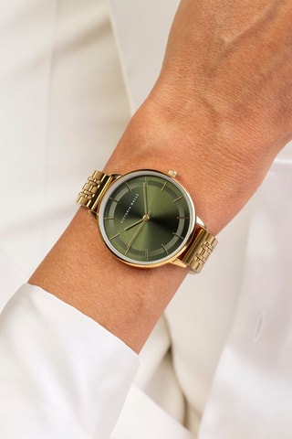 Orologio al quarzo in acciaio - Dorato e verde scuro - Victoria Walls