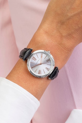 Orologio al quarzo in pelle - Nero e argentato