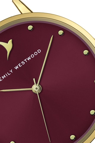 Relógio de quartzo em aço - Dourado e bordô - Emily Westwood