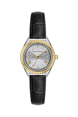 Orologio al quarzo in pelle e diamanti