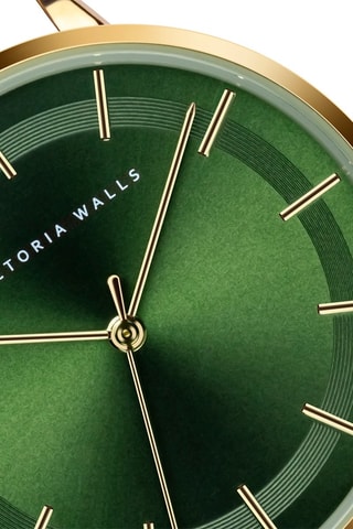 Orologio al quarzo in acciaio - Dorato e verde - Victoria Walls