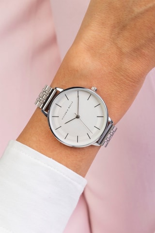 Orologio al quarzo in acciaio - Argentato e bianco