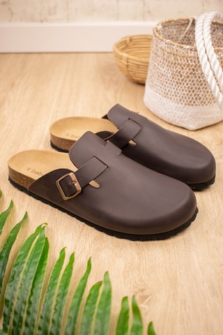 Leren Clogs Donkerbruin