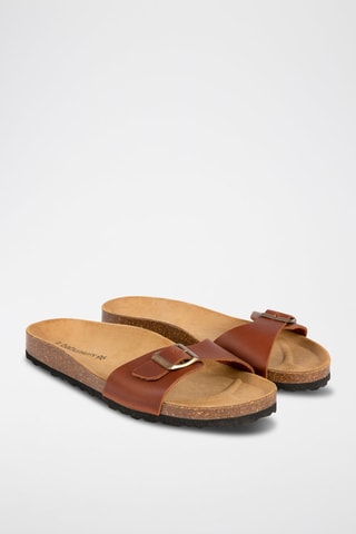 Leren Slippers Kloe Camel