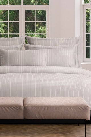 Federa cuscino alla francese in raso di cotone 80 fili/cm² Rayures élégantes - Taupe