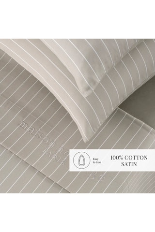 Federa cuscino alla francese in raso di cotone 80 fili/cm² Rayures élégantes - Taupe