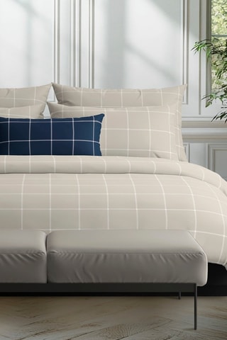 Federa cuscino alla francese in raso di cotone 80 fili/cm² Amélia  - Taupe e bianco