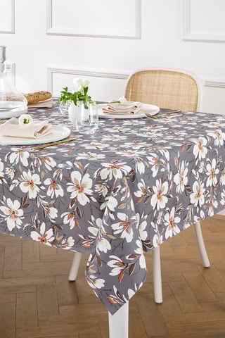 Tovaglia in tela cerata Eclat de nature - Grigio scuro e bianco 