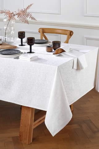 Tovaglia tessuta rettangolare Jacquard Baroque  - Bianco
