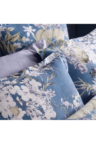 2 federe in raso di cotone 80 fili/cm² Hortensia - Blu