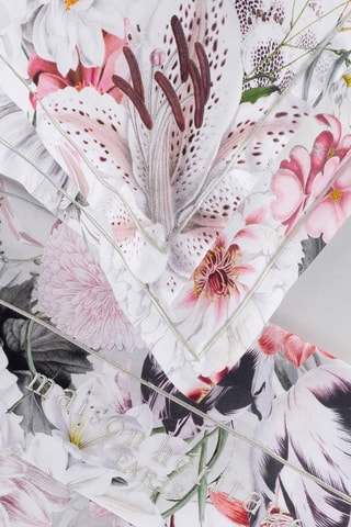 2 federe in raso di cotone 80 fili/cm² Fleurs éclatantes - Bianco