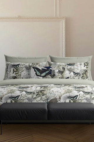 Parure copripiumino double face in raso di cotone 80 fili/cm²  Jardin orné - Verde