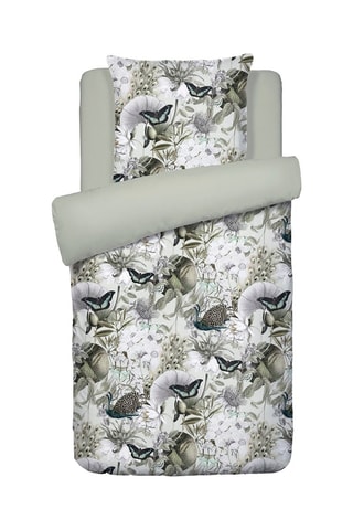 Parure copripiumino double face in raso di cotone 80 fili/cm²  Jardin orné - Verde