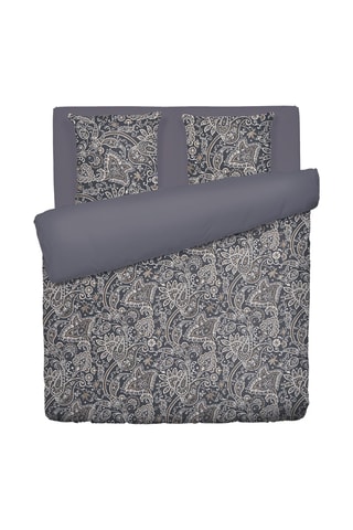 Parure copripiumino in raso di cotone 79 fili/cm² Indienne - Grigio e taupe