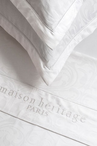 Parure lenzuola in raso di cotone 80 fili/cm² Jacquard Baroque - Bianco