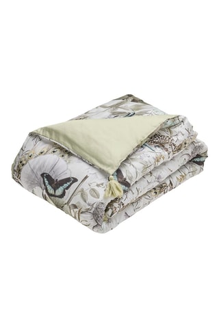 Trapunta in raso di cotone 80 fili/cm² Jardin orné  - Verde chiaro e bianco