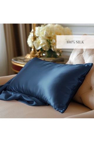 Federa in seta Silence de soie - Blu scuro