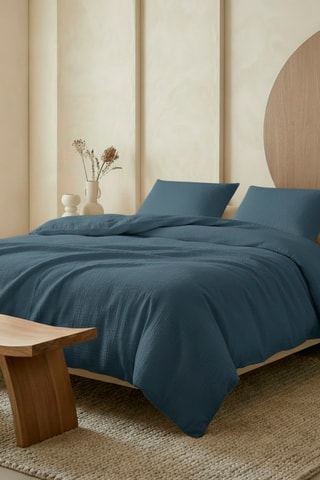 2 federe in garza di cotone 85 fili/cm²  - Blu