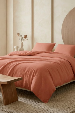 Federa cuscino alla francese in garza di cotone 85 fili/cm² - Terracotta