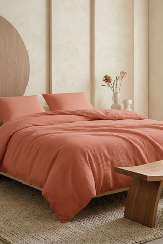 Federa cuscino alla francese in garza di cotone 85 fili/cm² - Terracotta