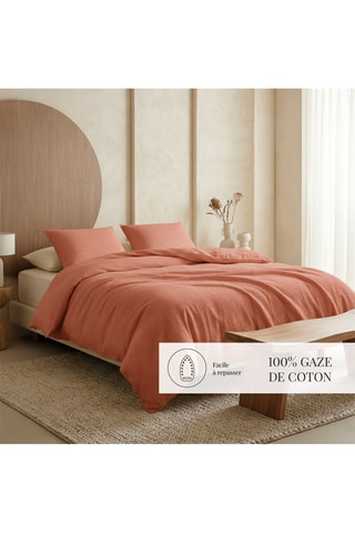 Federa cuscino alla francese in garza di cotone 85 fili/cm² - Terracotta