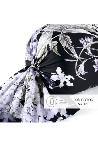 Federa cuscino alla francese in raso di cotone 80 fili/cm² Hortensia - Blu scuro