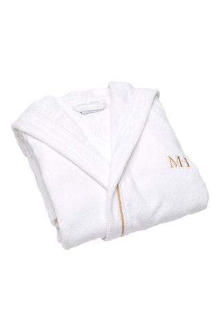 Accappatoio in velluto con cappuccio - Bianco
