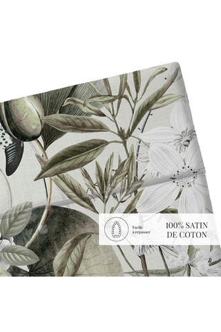 Lenzuolo sopra in raso di cotone 80 fili/cm² Jardin Orné - Verde