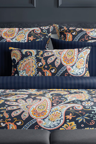 Parure copripiumino in raso di cotone 80 fili/cm² Indienne - Blu scuro