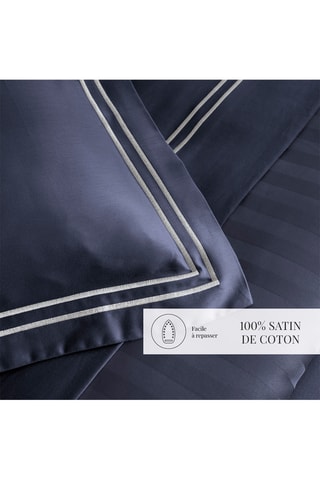 Parure copripiumino in raso di cotone 80 fili/cm² Paris - Blu scuro