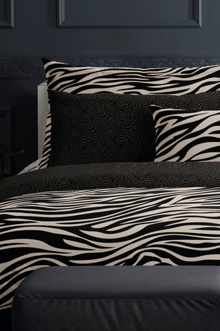 Parure copripiumino in raso di cotone 80 fili/cm² Rêves zébrés - Nero