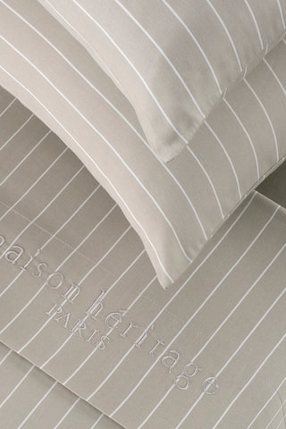 Parure copripiumino in raso di cotone 80 fili/cm² Rayures élégantes - Taupe