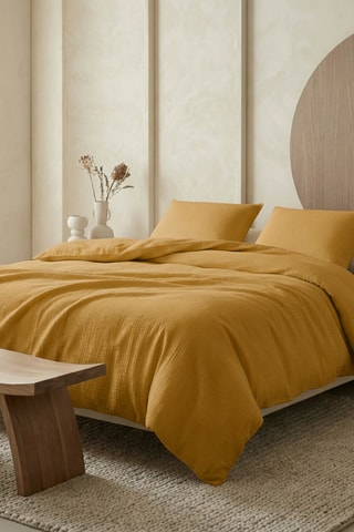 Parure copripiumino in garza di cotone 85 fili/cm² - Giallo