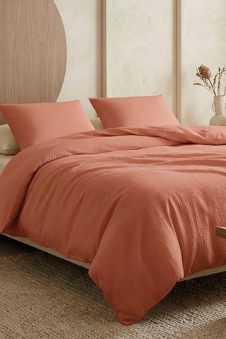 Parure copripiumino in garza di cotone 85 fili/cm² - Terracotta