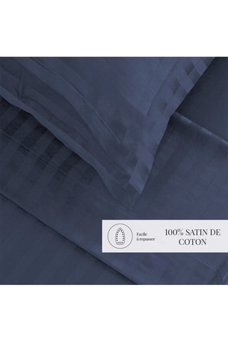 Parure lenzuola in raso di cotone 80 fili/cm² Dobby - Blu scuro