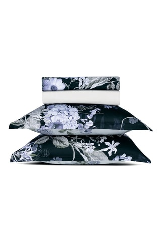 Parure lenzuola in raso di cotone 80 fili/cm² Hortensia - Blu scuro