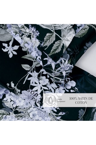 Parure lenzuola in raso di cotone 80 fili/cm² Hortensia - Blu scuro