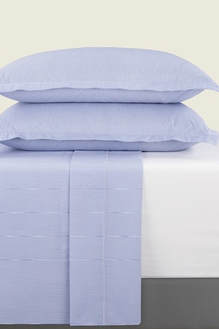 Parure lenzuola in percalle di cotone 80 fili/cm² Dauphine - Azzurro