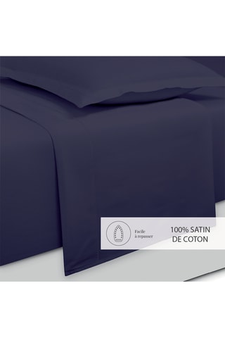Parure lenzuola in raso di cotone 80 fili/cm²  - Blu scuro